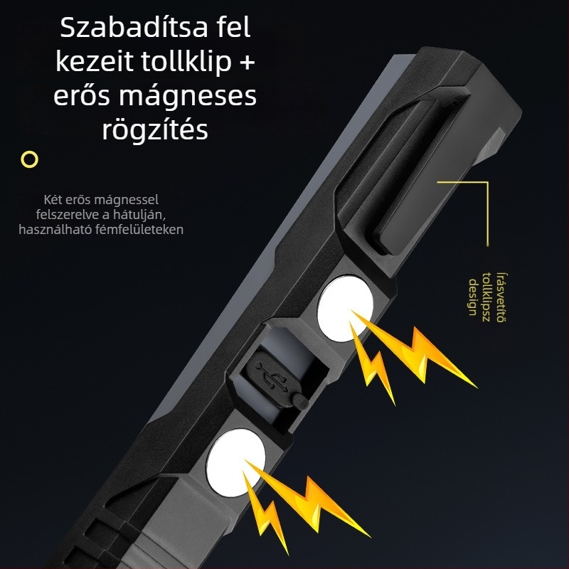 COB LED munkalámpa mágneses alapú, újratölthető, ultra fényes 100–240 lm, kültéri hordozható spotlámpa