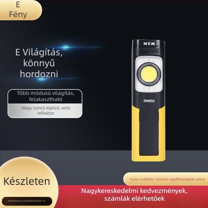 LED munkalámpa COB fényforrással, újratölthető (30 W, 350+ lm, 3000 mAh, 5 órás üzemidő)