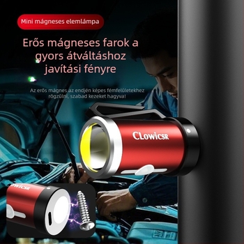 Mini mágneses COB zseblámpa kézi töltéssel, 10W, 600 kapacitású akkumulátor, túláram-védelem