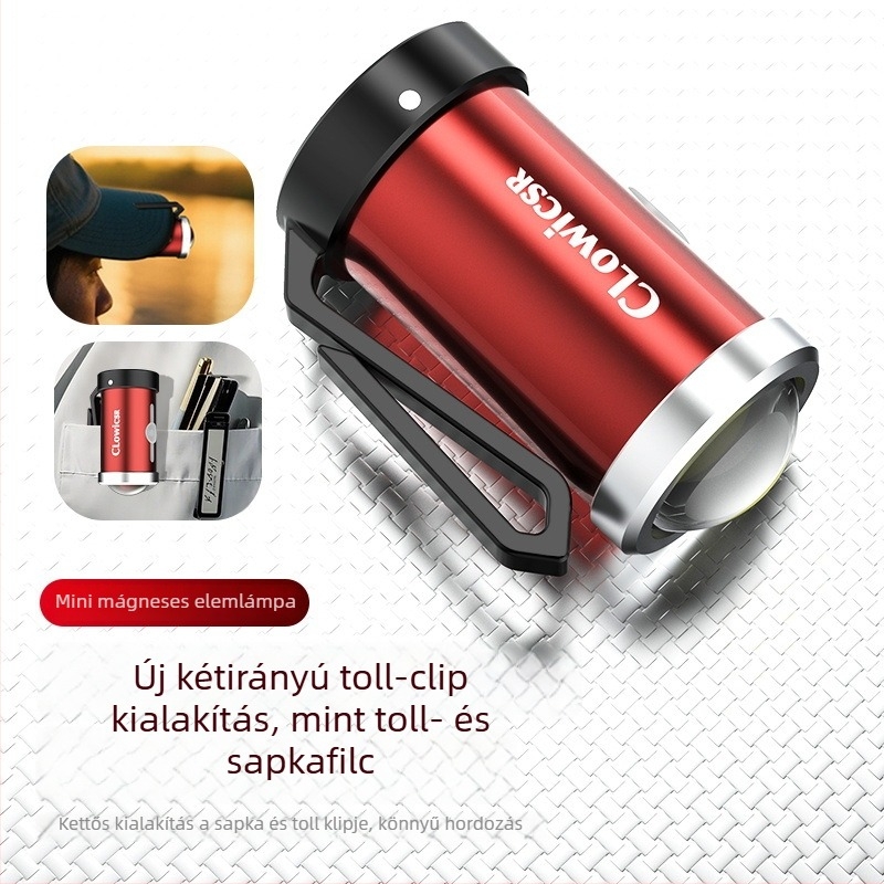 Mini mágneses COB zseblámpa kézi töltéssel, 10W, 600 kapacitású akkumulátor, túláram-védelem