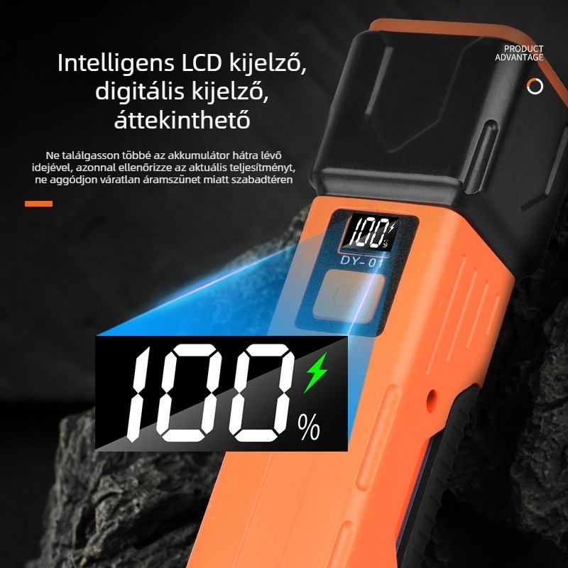 LED munka lámpa COB-vel, összecsukható mágneses sátorlámpa kültéri használathoz, DY-01 modell, 15W, 18650 elem, töltési idő 1–2 óra, üzemidő 3–5 óra