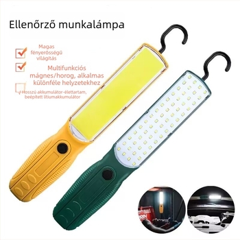 Mágneses munkalámpa kampóval – Újratölthető 10W SMD+COB LED, 1200mAh akkumulátor, kültéri vészvilágítás