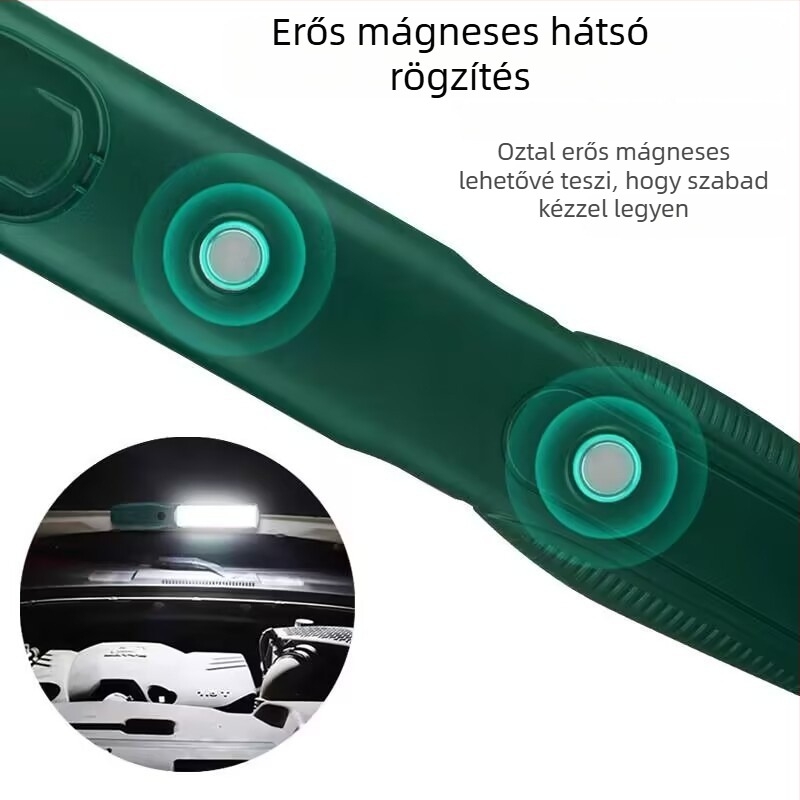 Mágneses munkalámpa kampóval – Újratölthető 10W SMD+COB LED, 1200mAh akkumulátor, kültéri vészvilágítás