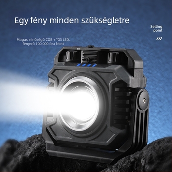 LED munkalámpa 10W, 5000mAh akkumulátor, USB töltés, hordozható mágneses alap, kempinghez és fotózáshoz
