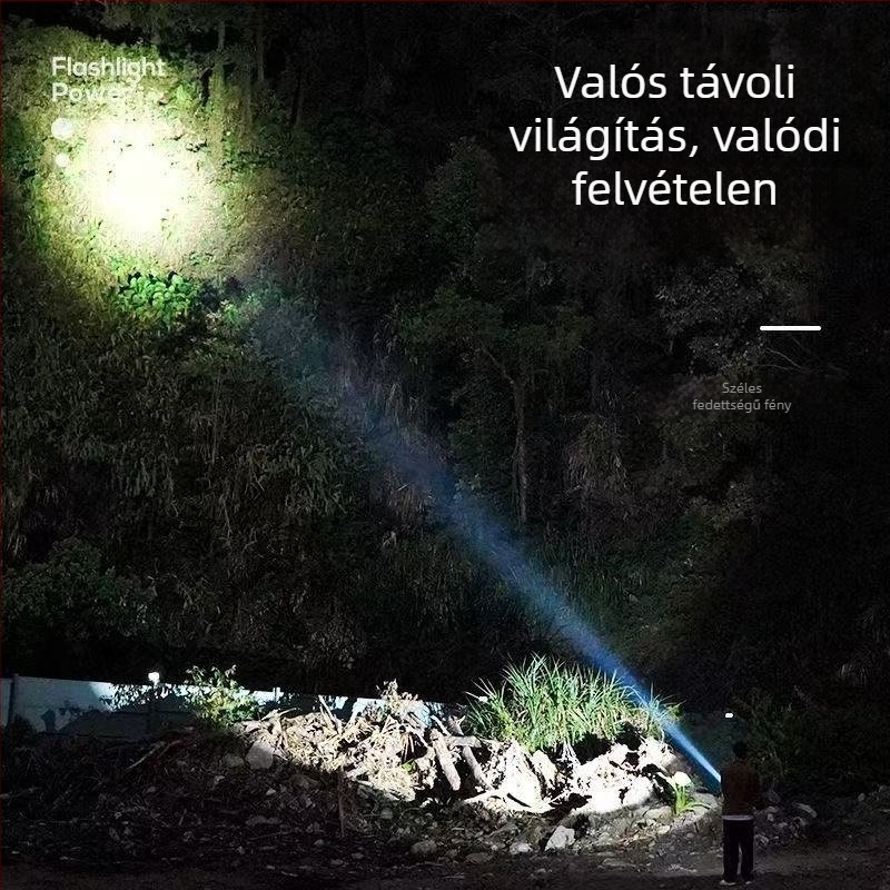 Autós vészhelyzeti kalapács LED zseblámpa mágneses oldalsó fénnyel, kézi tekerővel feltöltve, 1200 mAh, 5 W, 100–200 m távolság