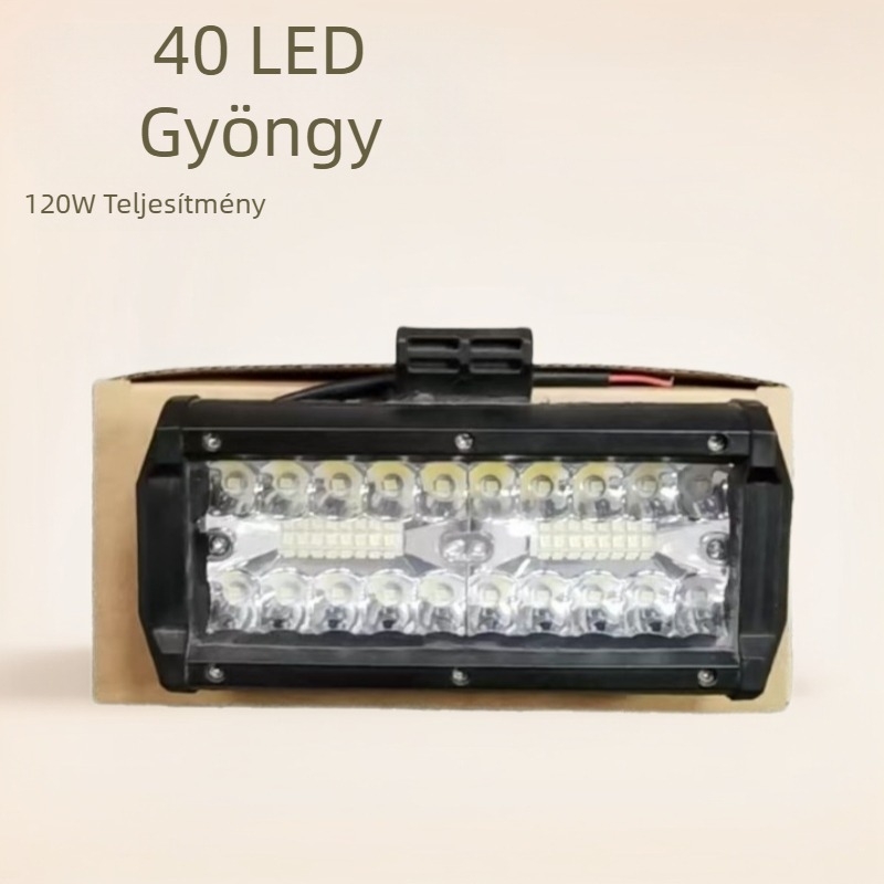 Autó LED munka lámpa, trinokuláris modell, 120W, 40 LED, 3030 chip, 9-12V, 6000K