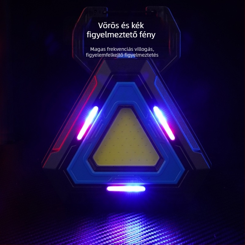 Háromlábú munkalámpa háromszög alakú kerettel, mágneses LED autóvészvilágítás, hordozható vizsgálólámpa (CD13, 10W, ABS ház)