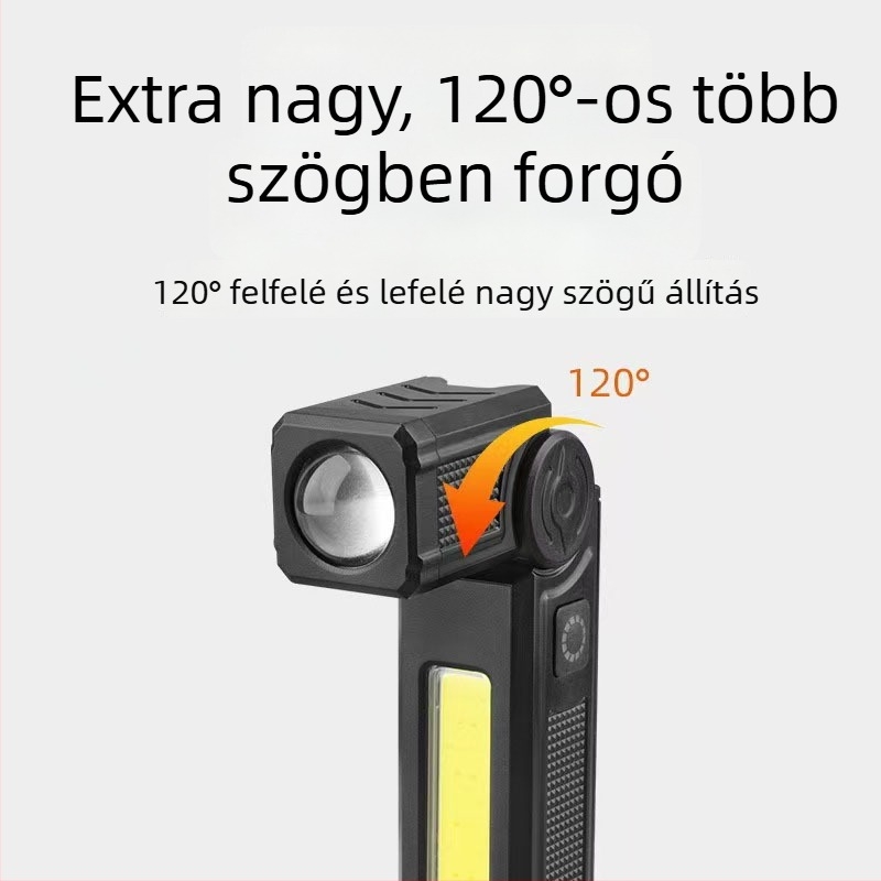 Autójavítási munkalámpa forgó fejjel, COB LED, újratölthető, 5V, 230 lm