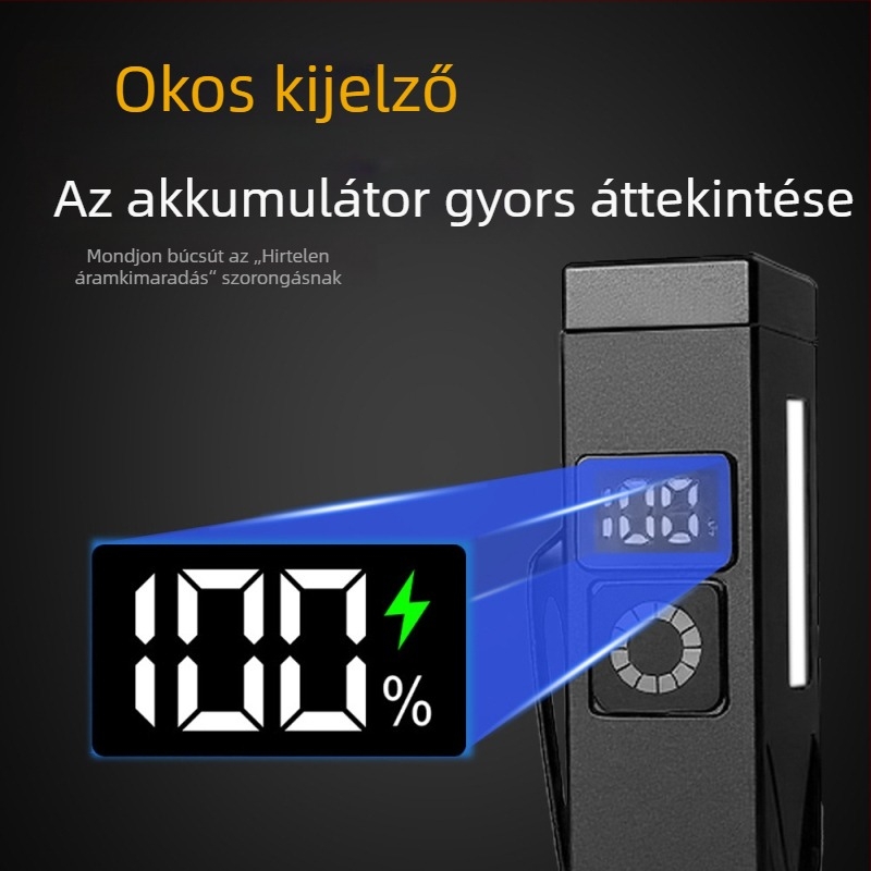 Külső LED-zseblámpa kettős világítással, 360° forgás, 100–200 m hatótáv, újratölthető, több mint 350 lumen