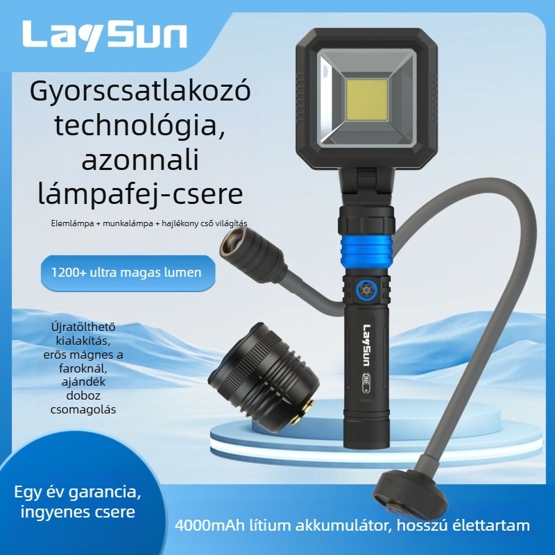 Reshen QC01Z Három az egyben Quick-Connect sorozat közvetlen töltésű zseblámpa — P50 LED, 1200 lm, 160° fényszög, 21700 akkumulátor, IP54