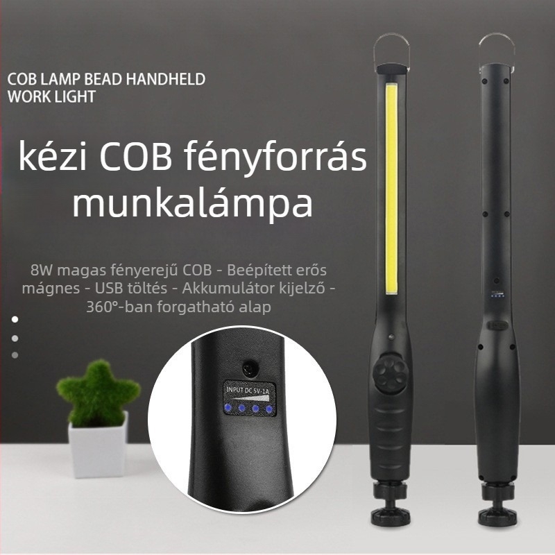 COB munka lámpa erős mágneses kampóval, állítható szögű USB töltéses vizsgálati fény - Modell Stash-5650, Márka Hider, Burkolat ABS, Tömeg 210 g