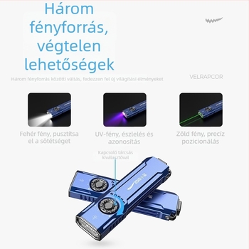 Taktikai tollfény – Multifunkcionális (alumíniumötvözet; LED; 2000 mAh; Újratölthető; hatótáv 50–100 m)