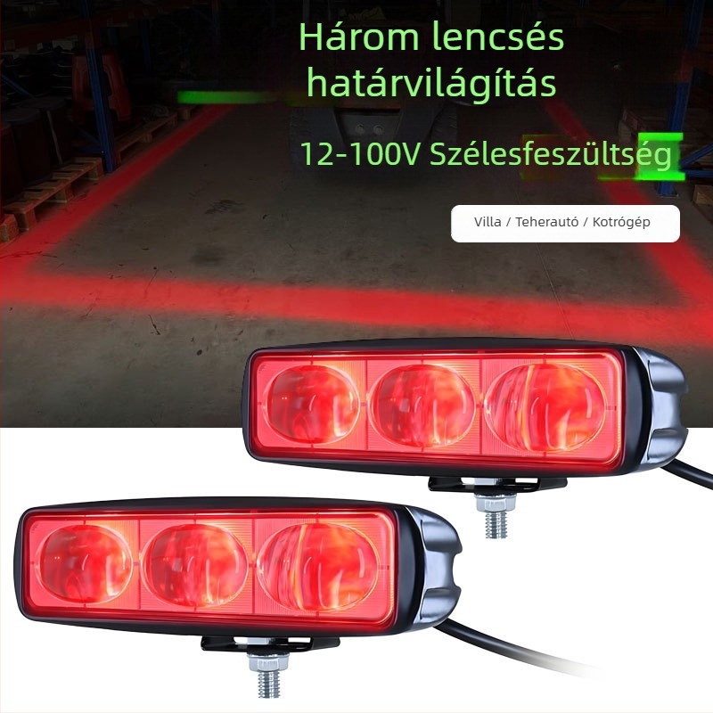 Három lencsés targoncára figyelmeztető LED világítás – lineáris zónafény, AGV-zónaszélesség kijelző, FL-328 modell, 30W, 12-100V