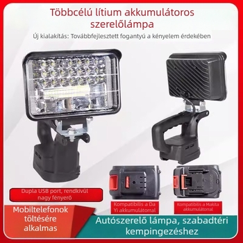 Lithium akkumulátoros LED munka lámpa Dayi Makita 21V-hez, kültéri, kiváló fényerő