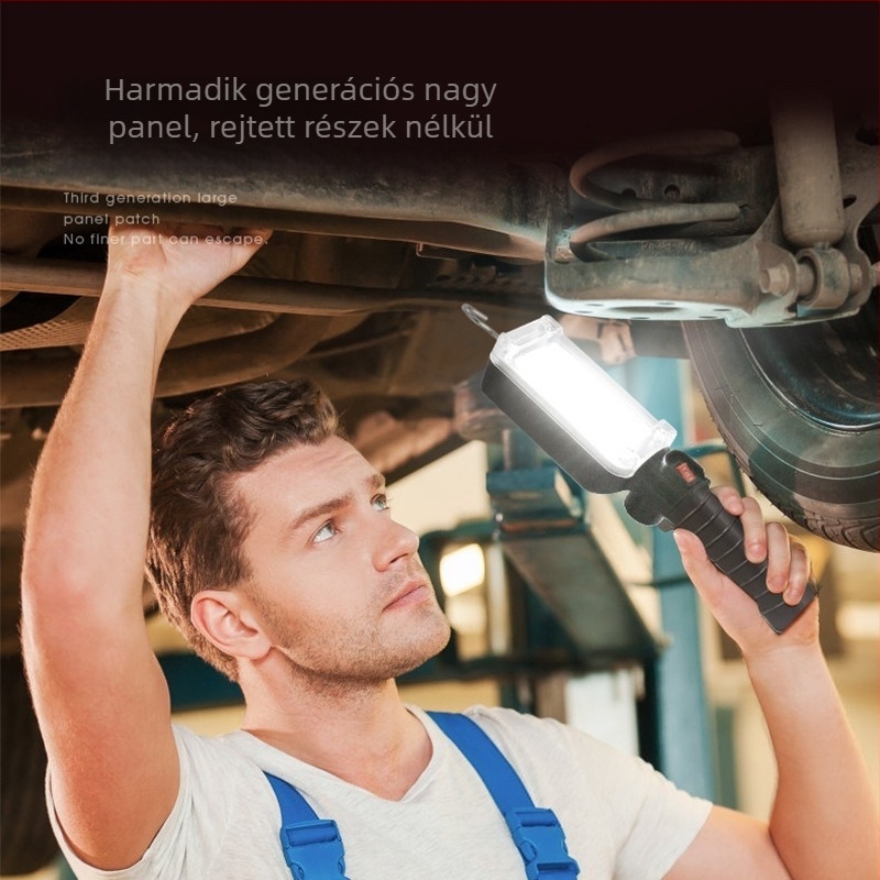 LED munkalámpa erős mágneses kampóval, lépésmentes fényerő-szabályozással, hordozható beltéri és kültéri használatra, beépített Li-ion akkumulátorral, 20W LED