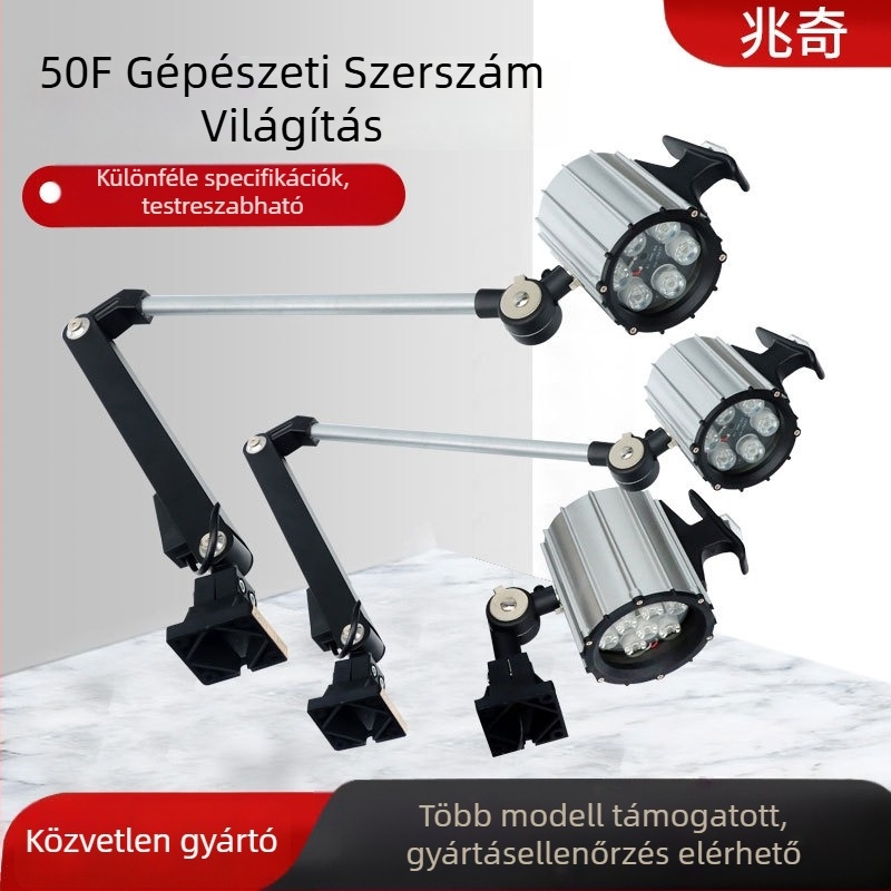 Gépészeti munkalámpa: karbantartási világítás tokmányhoz, fém konzollal, vízálló, modell 50F