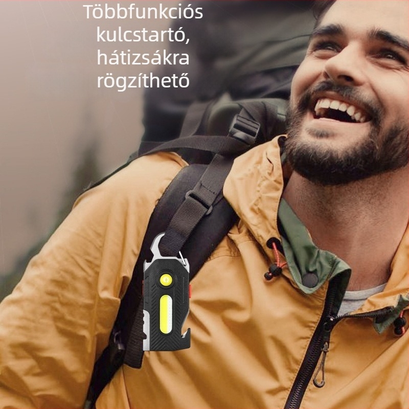 Többcélú újratölthető vészvilágítás kulcstartóval, COB LED, nagy fényerejű munkalámpa kültéri kempingezéshez