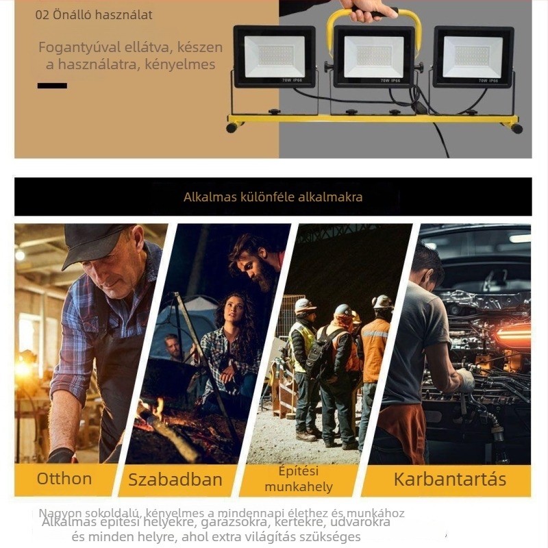 LED munka reflektor (210W, 23760 lm, IP67, 85–265V, 180° fényszög)