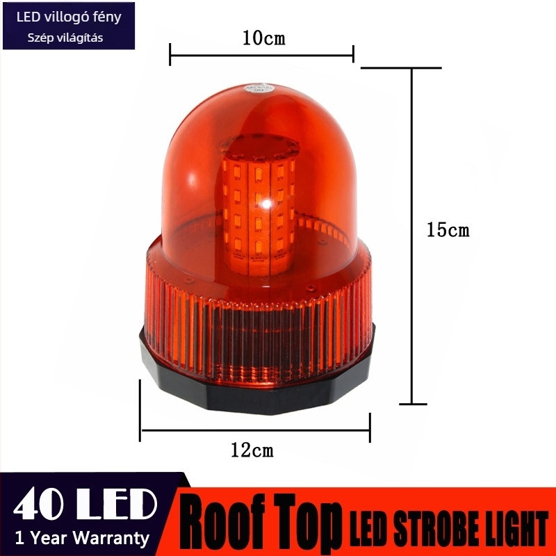 Gépjármű tető LED figyelmeztető lámpa, 40 LED, 20W, 12-24V, modell 821, PC + mágneses kivitel