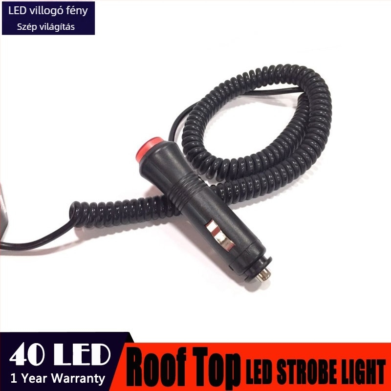 Gépjármű tető LED figyelmeztető lámpa, 40 LED, 20W, 12-24V, modell 821, PC + mágneses kivitel
