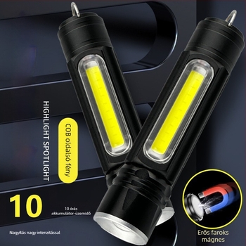 Tölthető LED munka lámpa erős mágneses tartóval autójavításhoz, 360° forgás, alumíniumötvözet test, 1200mAh akkumulátor, 10W teljesítmény, fényhatótávolság 100–200 m