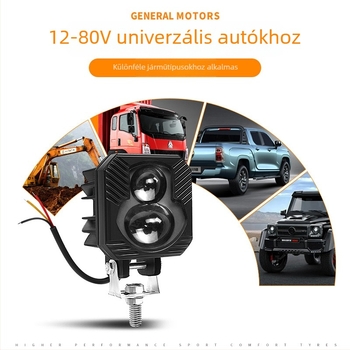 OFF-ROAD autó LED spotlámpák, háromfényes munka lámpa modul, 25W, 12-80V, 3600 lm, élettartam 50 000 óra, LED típus 3570/5050
