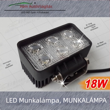 LED munkalámpa – 18W, 9-60V, CRI ≥80, 6500K, Univerzális modell