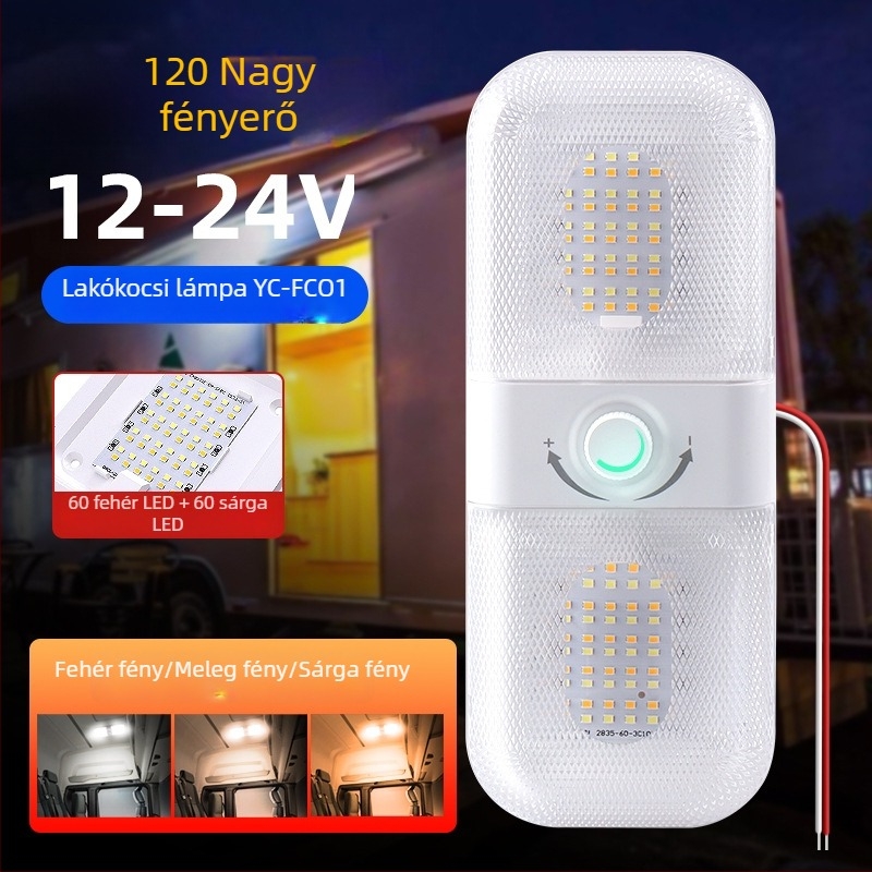 FC01 10W LED olvasólámpa RV és teherautó kabinjához – lágy fény, kemping világítás, 12–24V, 10W