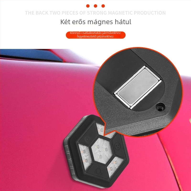 Autóba való mágneses LED stroboszkóp riasztó fény, forogó villanás, modell S304, 3W, 3,6V, 30 lm