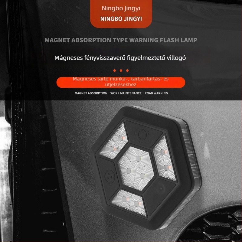 Autóba való mágneses LED stroboszkóp riasztó fény, forogó villanás, modell S304, 3W, 3,6V, 30 lm