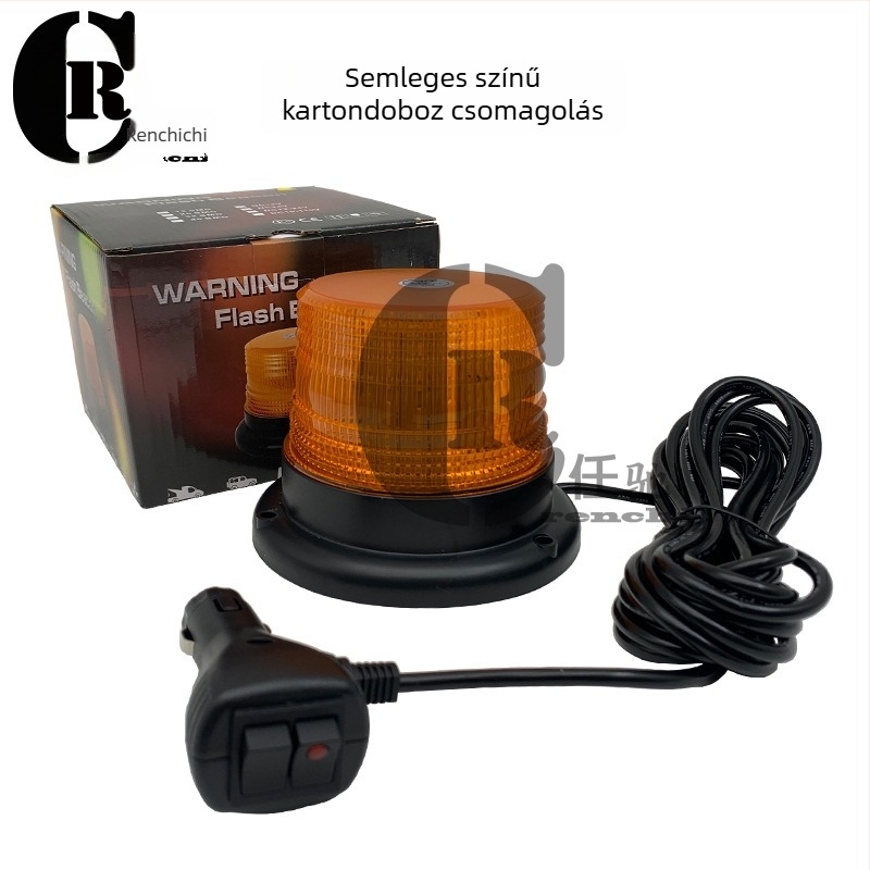 40 LED-es figyelmeztető fény mágneses felső szereléssel, stroboszkóp beacon általános járművekhez, 12-24V, 20W, modell RC-008s-40