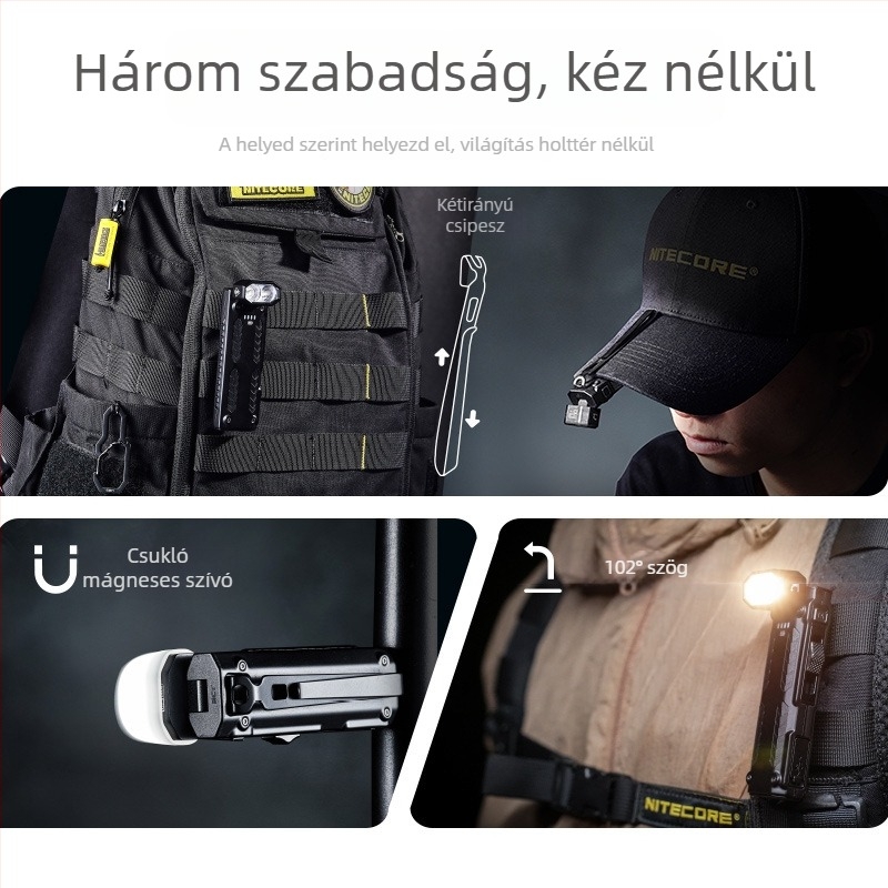 Knight Cole EDC09 zseblámpa: többszínű fényhőmérséklet, közvetlen töltés, 1100 mAh, IPX-6, alumíniumötvözet burkolat