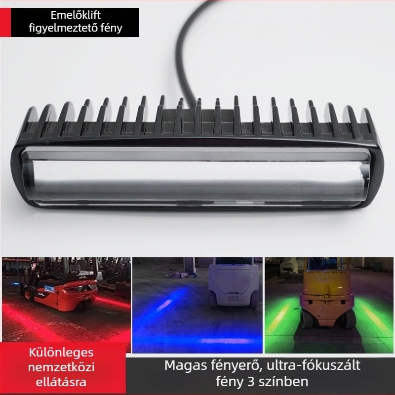 LED riasztó fény targoncához, 18W, 12-80V, alumínium ház, 9 LED-diód, univerzális és targoncához kompatibilis