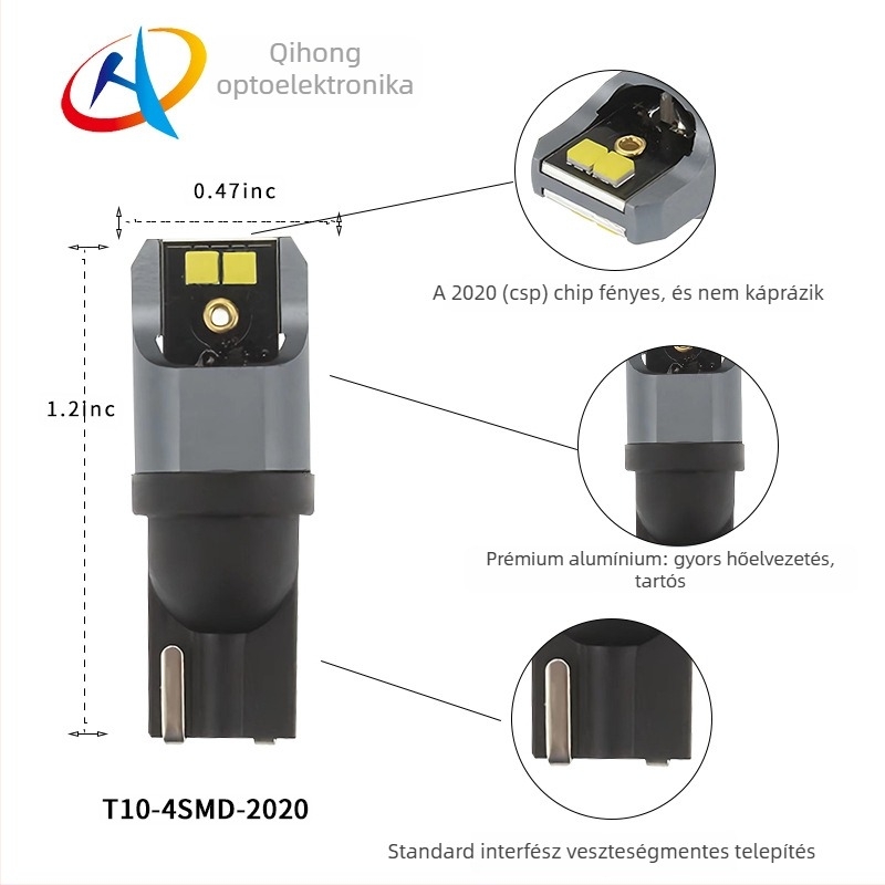 Autó LED izzó T10/W5W/194 – univerzális műszerfal világítás, rendszámtábla és belső világítás, 12-30V DC