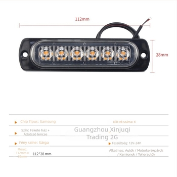 6 LED-es hosszú oldalsó fény, 12-24V, ABS ház, 2835 LED-ek, modell I-cl-6led