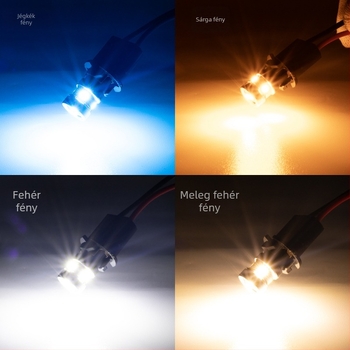 T10-6-3030 LED autó belső világítás, ultra rövid, nagy fényerő, 6000–6500K, 3W, 400 lm, DC 10–50V, alumínium ház