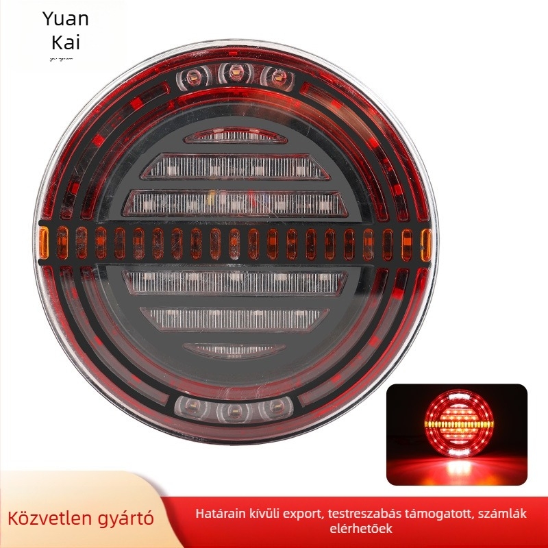 LED hátsó lámpa, hamburger fény, 12/24V, polikarbonát, 6000K
