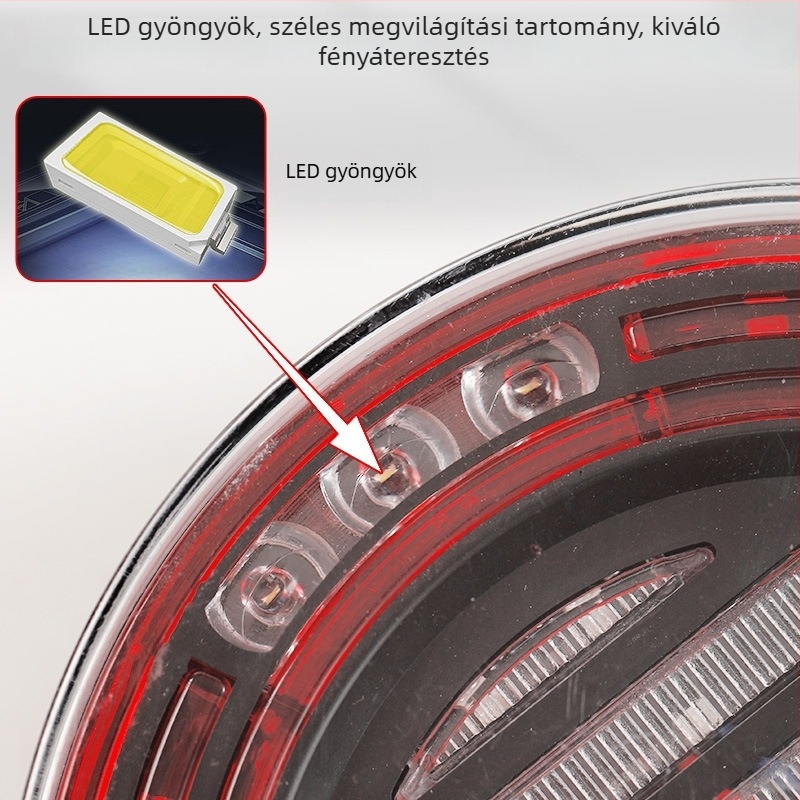 LED hátsó lámpa, hamburger fény, 12/24V, polikarbonát, 6000K