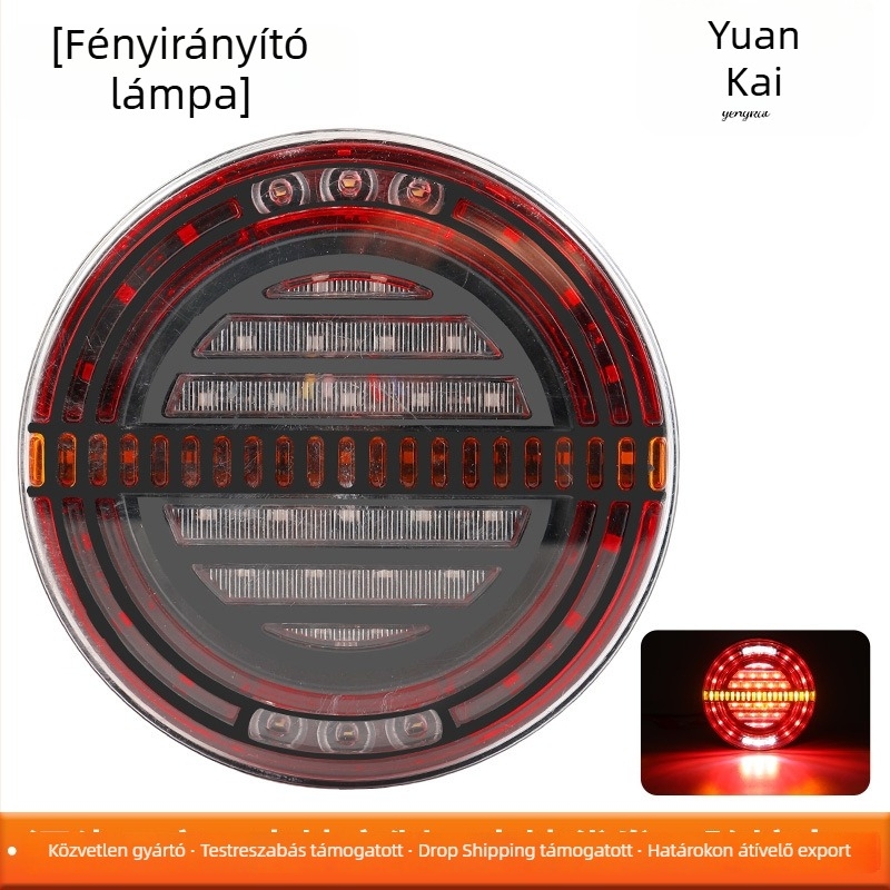 LED hátsó lámpa, hamburger fény, 12/24V, polikarbonát, 6000K
