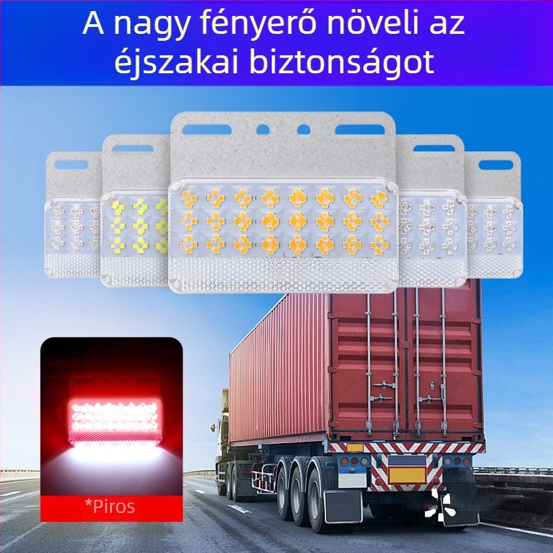 24V-os teherautó oldalsó LED világítás, vízálló, nagy fényerő, a kanyarjelzővel kompatibilis, bekötőkábel