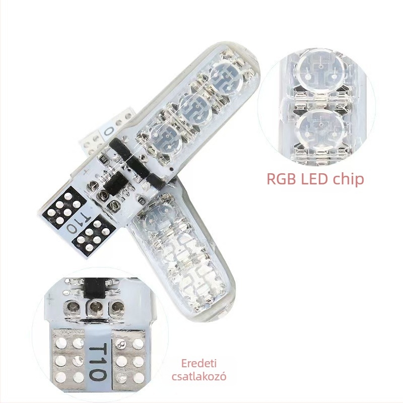 Autó LED T10 5050 6SMD szélességjelző és rendszámtábla lámpa, távvezérléses, PCB alap, 12V