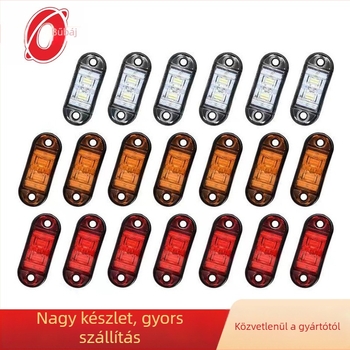 Kamion oldalsó LED fény 12V/24V, PS anyag, általános kompatibilitás, 2 LED