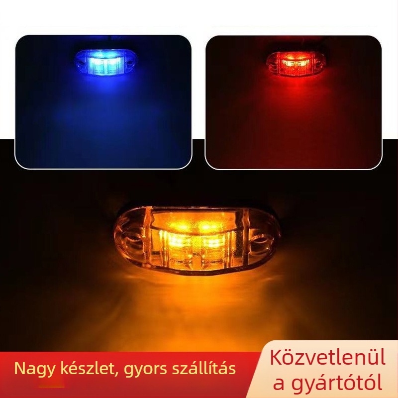 Kamion oldalsó LED fény 12V/24V, PS anyag, általános kompatibilitás, 2 LED