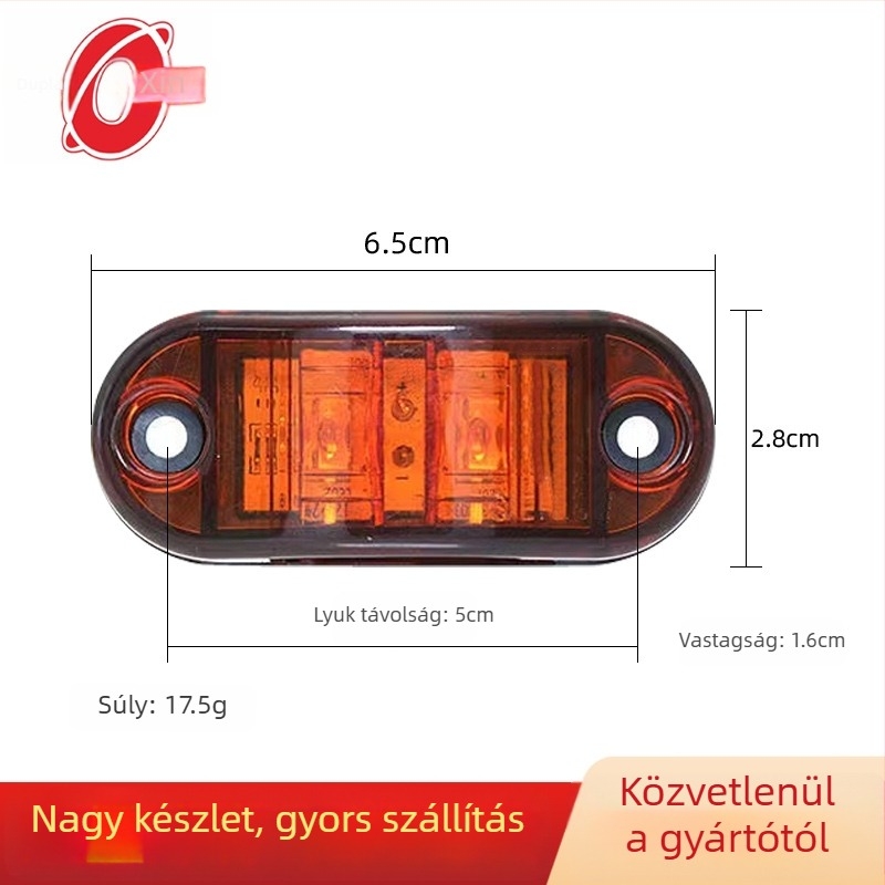 Kamion oldalsó LED fény 12V/24V, PS anyag, általános kompatibilitás, 2 LED