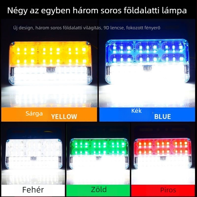 24V-es LED hátsó lámpa teherautókhoz, három sor oldalsó fény, vízálló