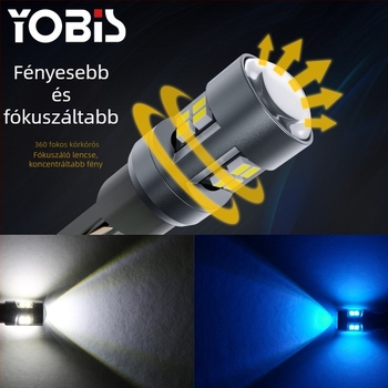Youbisi T10 2016, 16SMD LED ajtóvilágítás és rendszámtábla lámpa lencsével, 12-80V, univerzális, dekódolás
