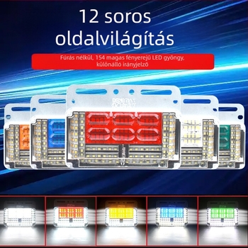 Kamion oldalsó LED világítás, 24V, 9 soros, 15W, 15×9 cm, LED fényforrás, irányjelző