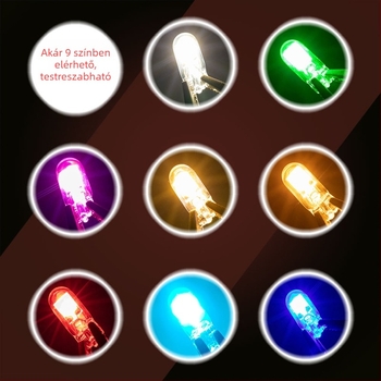 T10 LED autólámpa – rendszámtábla és műszerfal olvasólámpa, 12V DC, IP68, 150 lm, 1.2W, 2500K