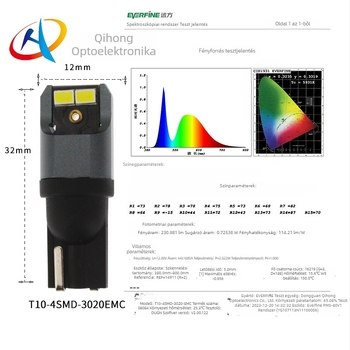 T10 LED autó lámpa — szélesség és olvasólámpa, LED 3020EMC, 10-30V, 2W, 230 lm