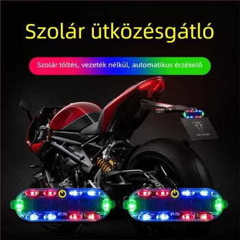 Villogó LED hátsó lámpa motorkerékpárokhoz és elektromos járművekhez, vezeték nélküli, napelemes működés, szélességjelző, éjszakai ütközés-megelőzés